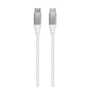 Cabo USB-C para USB-C Hard Cable em Poliéster Branco