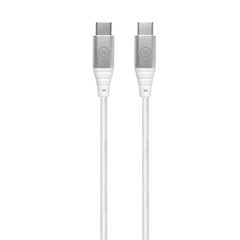 Cabo USB-C para USB-C Hard Cable em Poliéster Branco